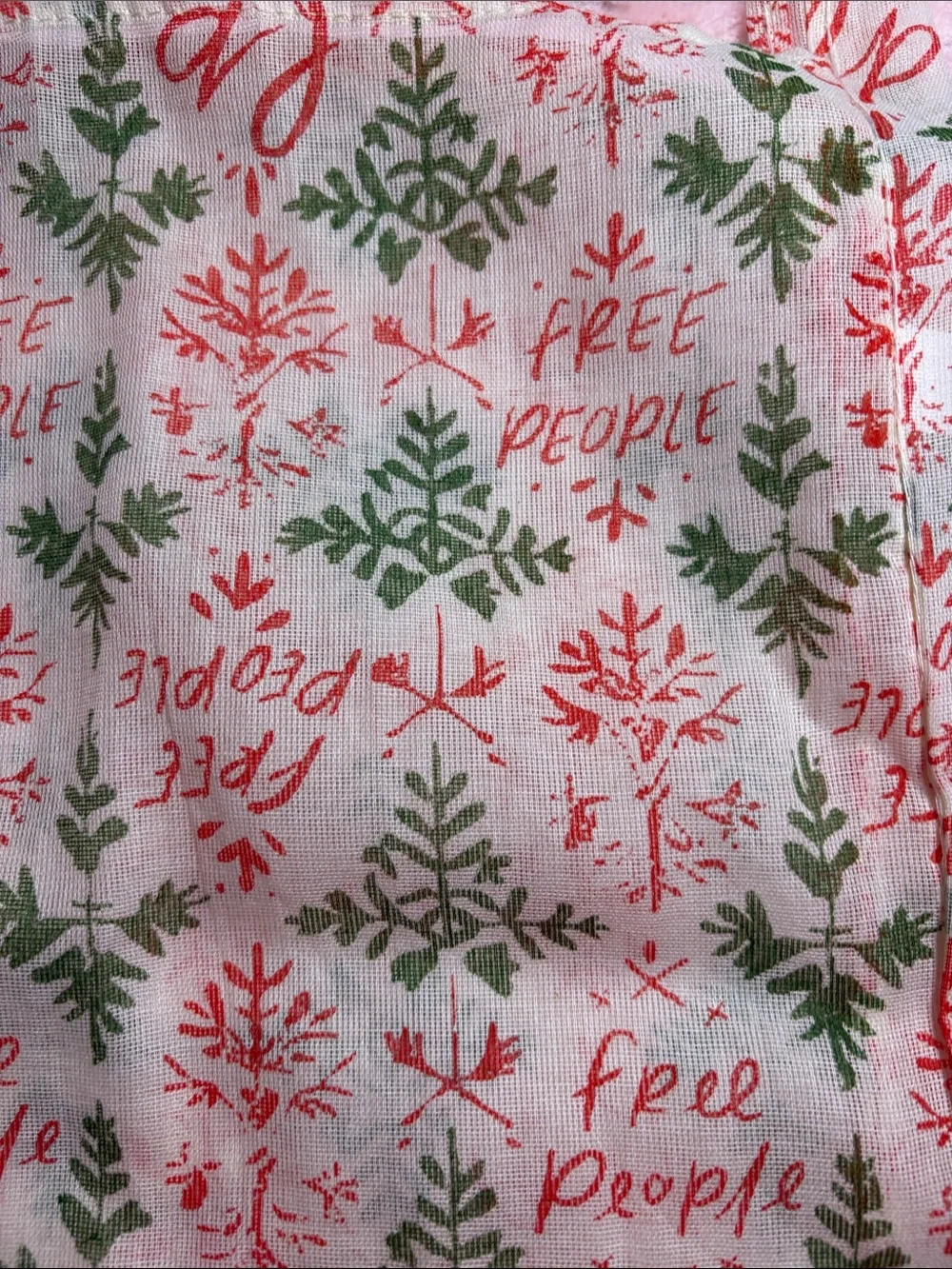 Free People Green & Red Print Tote